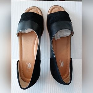 Dr. Scholl's Women's Fresco Half d'Orsay Suede and Black Leather Size 10M